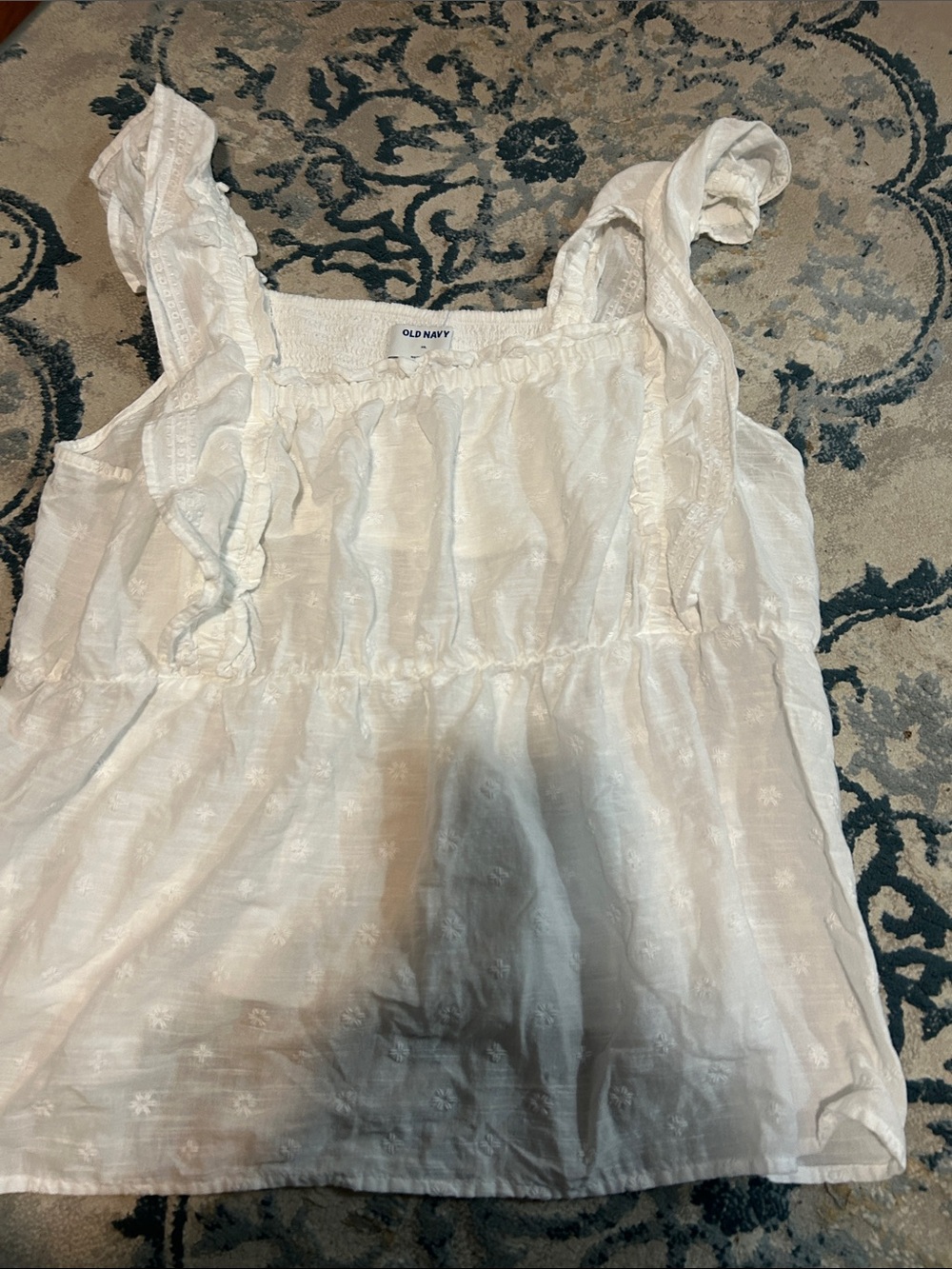 Old Navy White Ruffle-Strap Square Neck Tank
